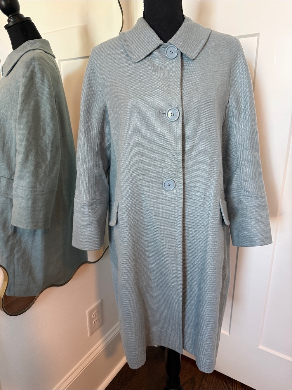 ‘S MaxMara Women's Light Blue Pea Coat - Classic Button-Front
